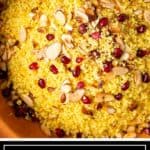 titled image (and shown in clay pot): Moroccan Couscous with Pomegranate - Silk Road Recipes