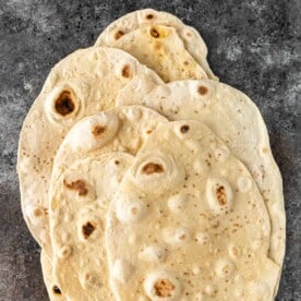 pieces of armenian flatbread on gray counter