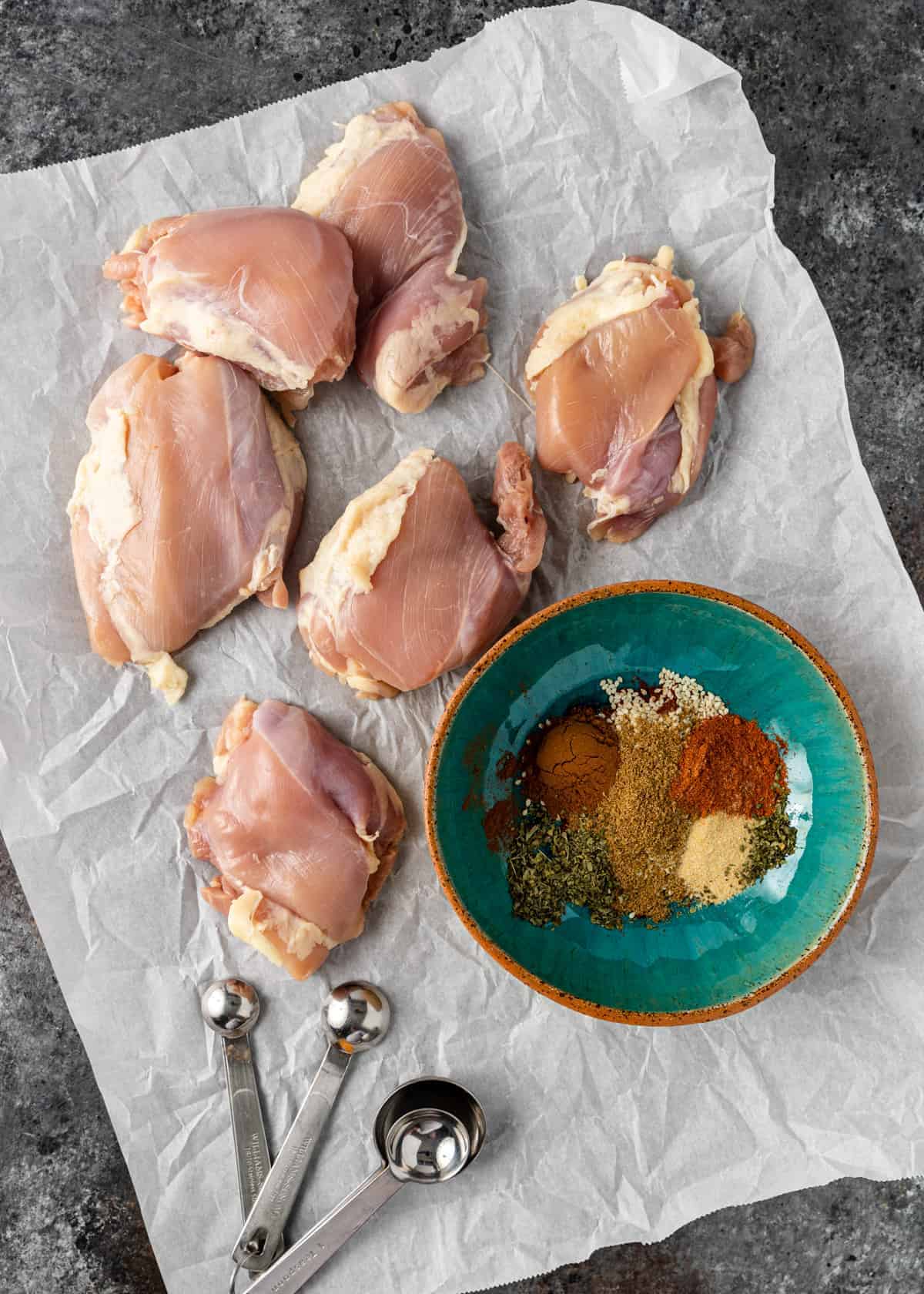 overhead: ingredients for this smothered chicken recipe