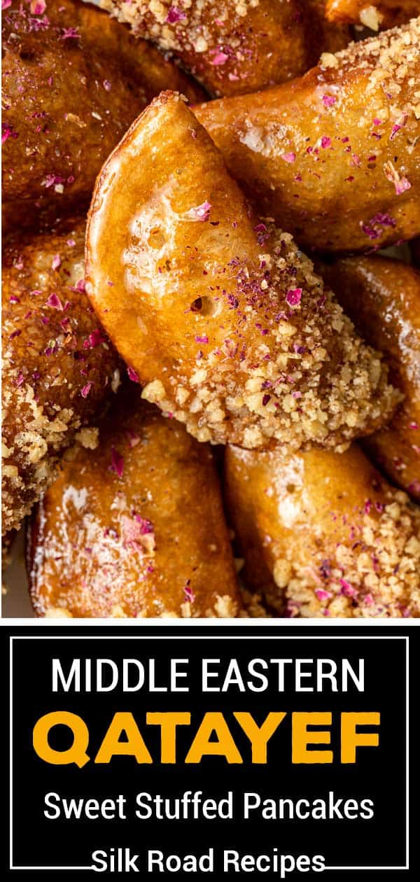 titled image for Pinterest (and shown close up): Middle Eastern Qatayef