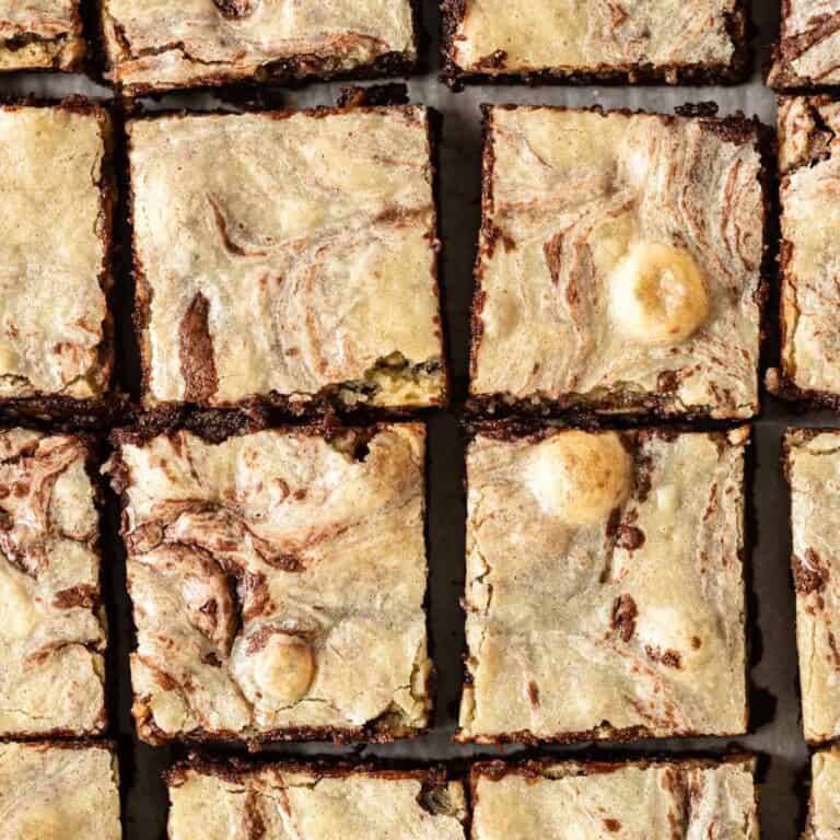 overhead close up: tahini brownies