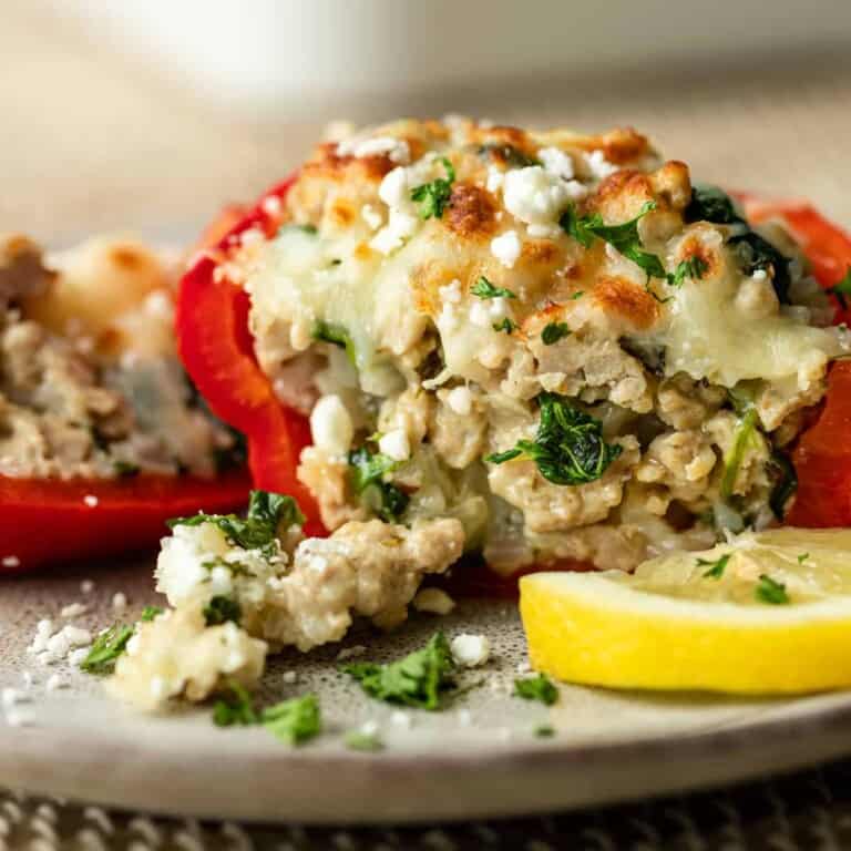 greek stuffed peppers with ground turkey spinach and feta