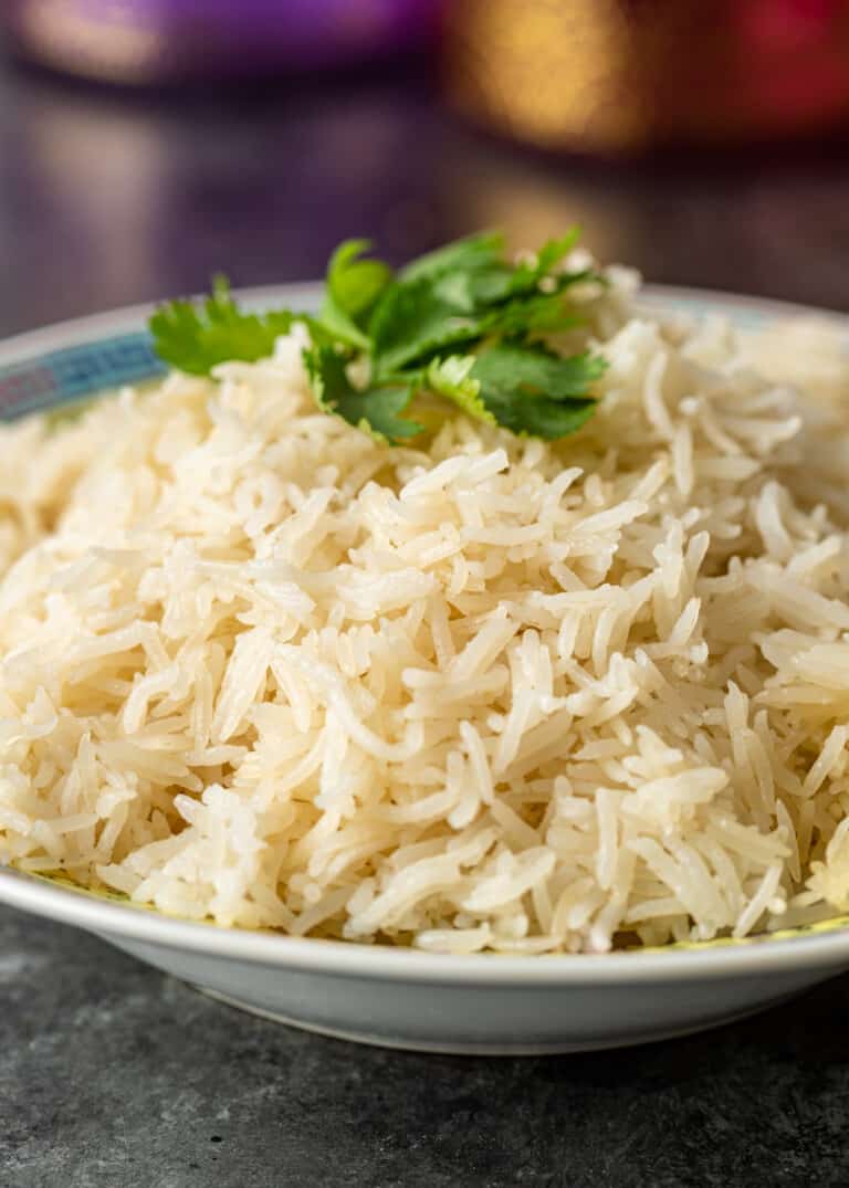 fluffy white basmati rice in bowl