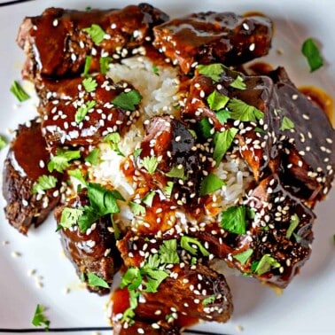 close up: sticky asian short ribs