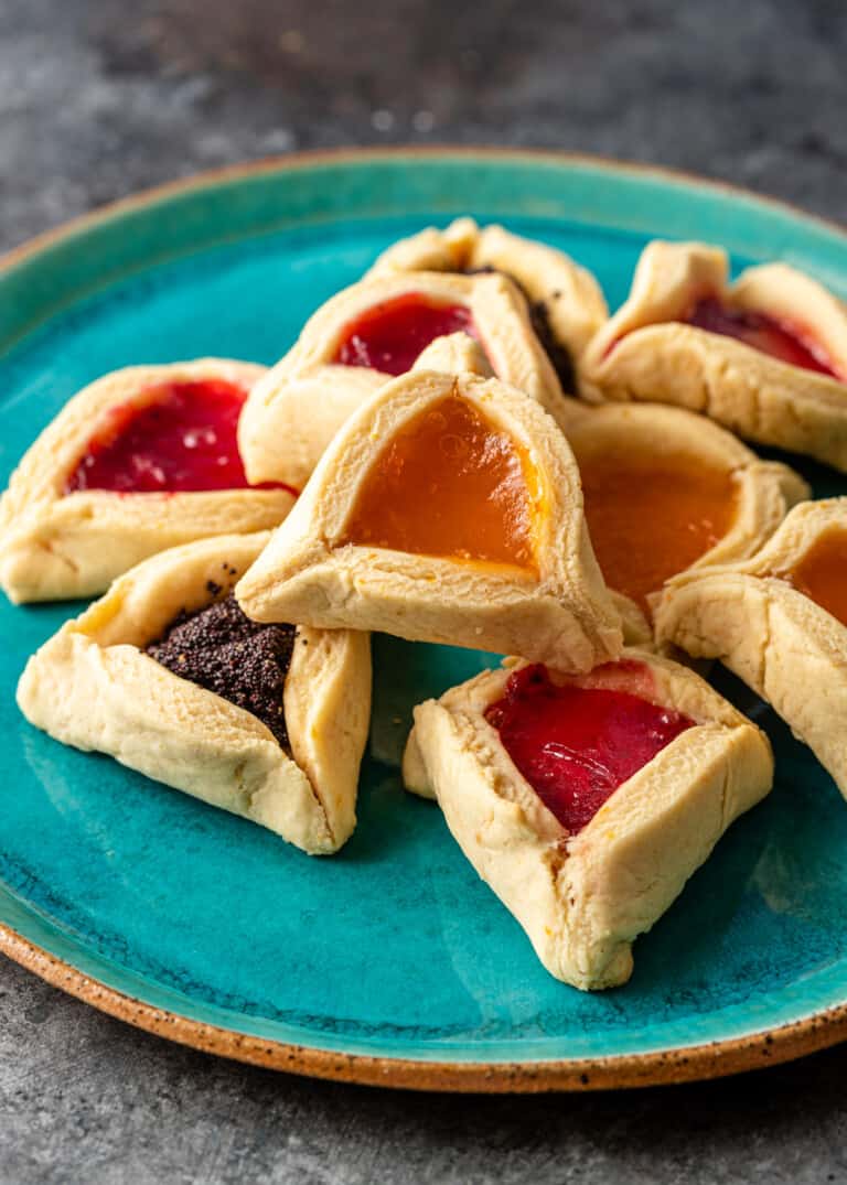 Hamantaschen cookies with filling ready to eat