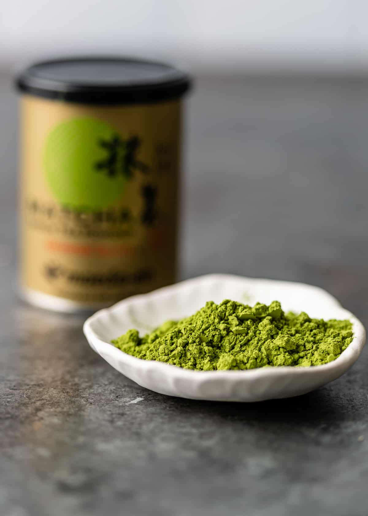 matcha green tea powder in a small bowl
