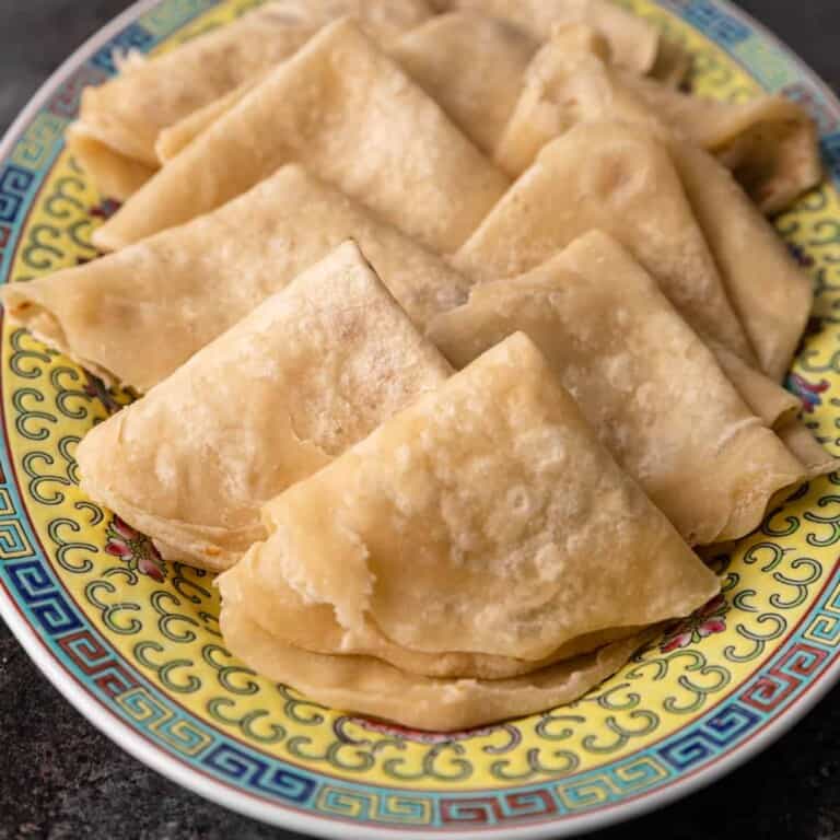 plate with folded Moo Shu Pancakes