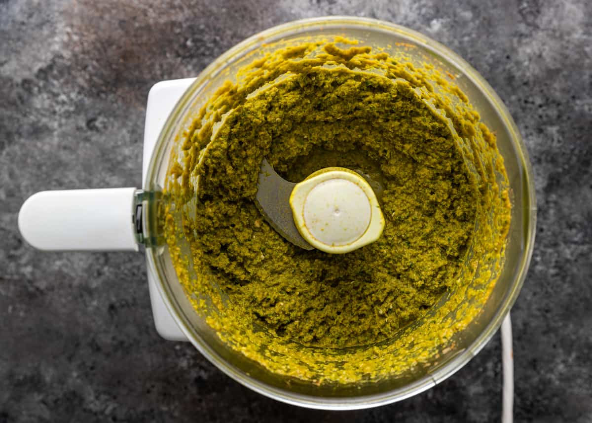 blended Thai Green Curry Paste in a food processor