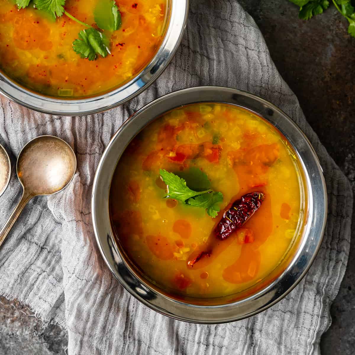 Dal Tadka in two bowls