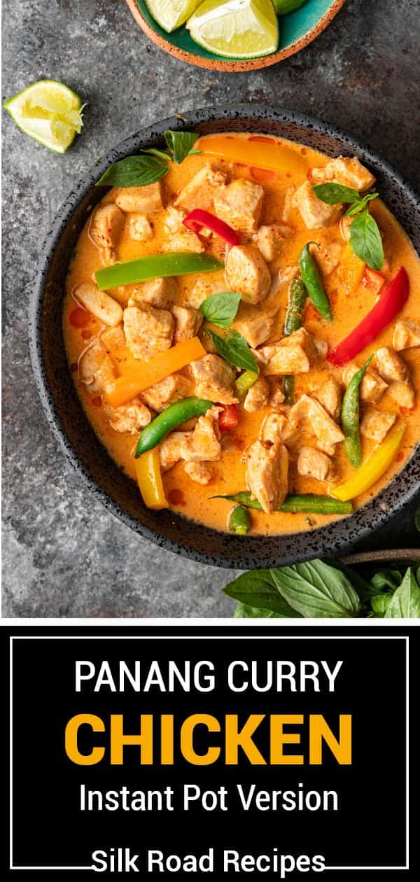 black bowl with Panang Curry with chicken