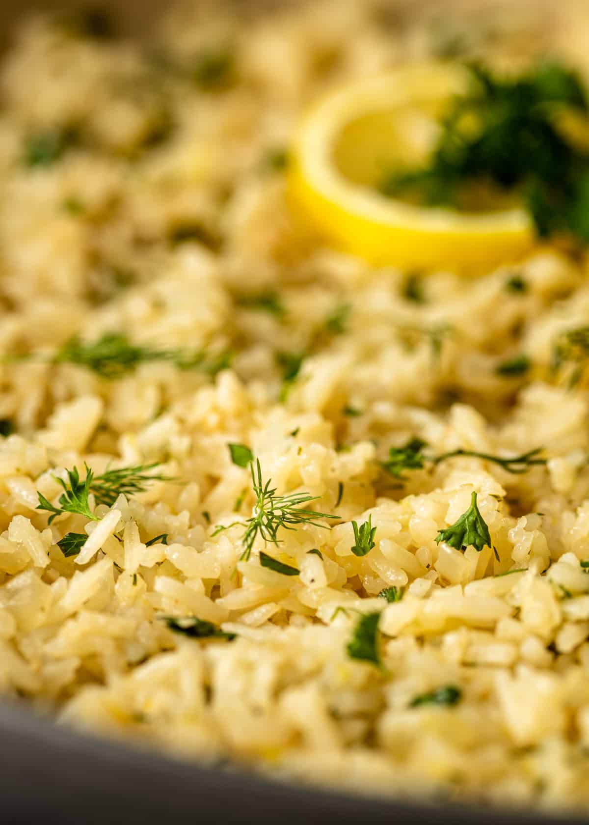 closeup of greek lemon rice