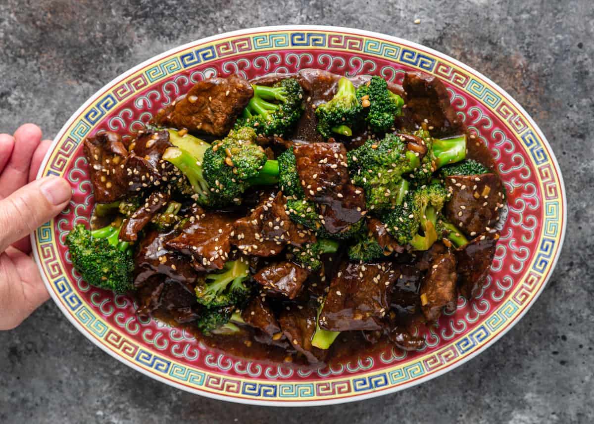 platter with Broccoli Beef Stir Fry