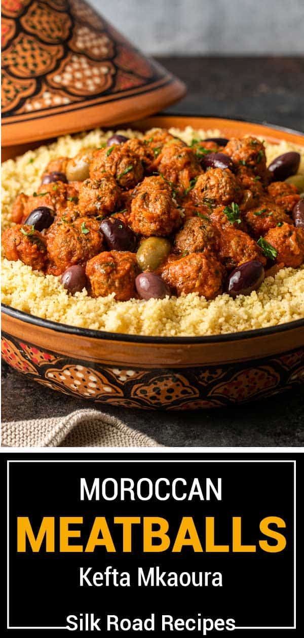 bowl with cooked Moroccan Meatballs