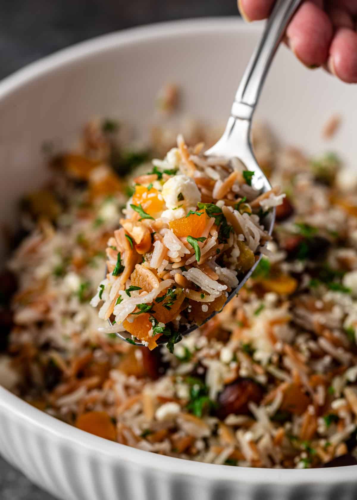 spoon with Mediterranean Rice Pilaf