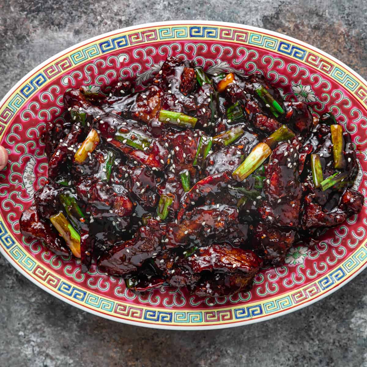 Mongolian Beef Stir Fry on a plate
