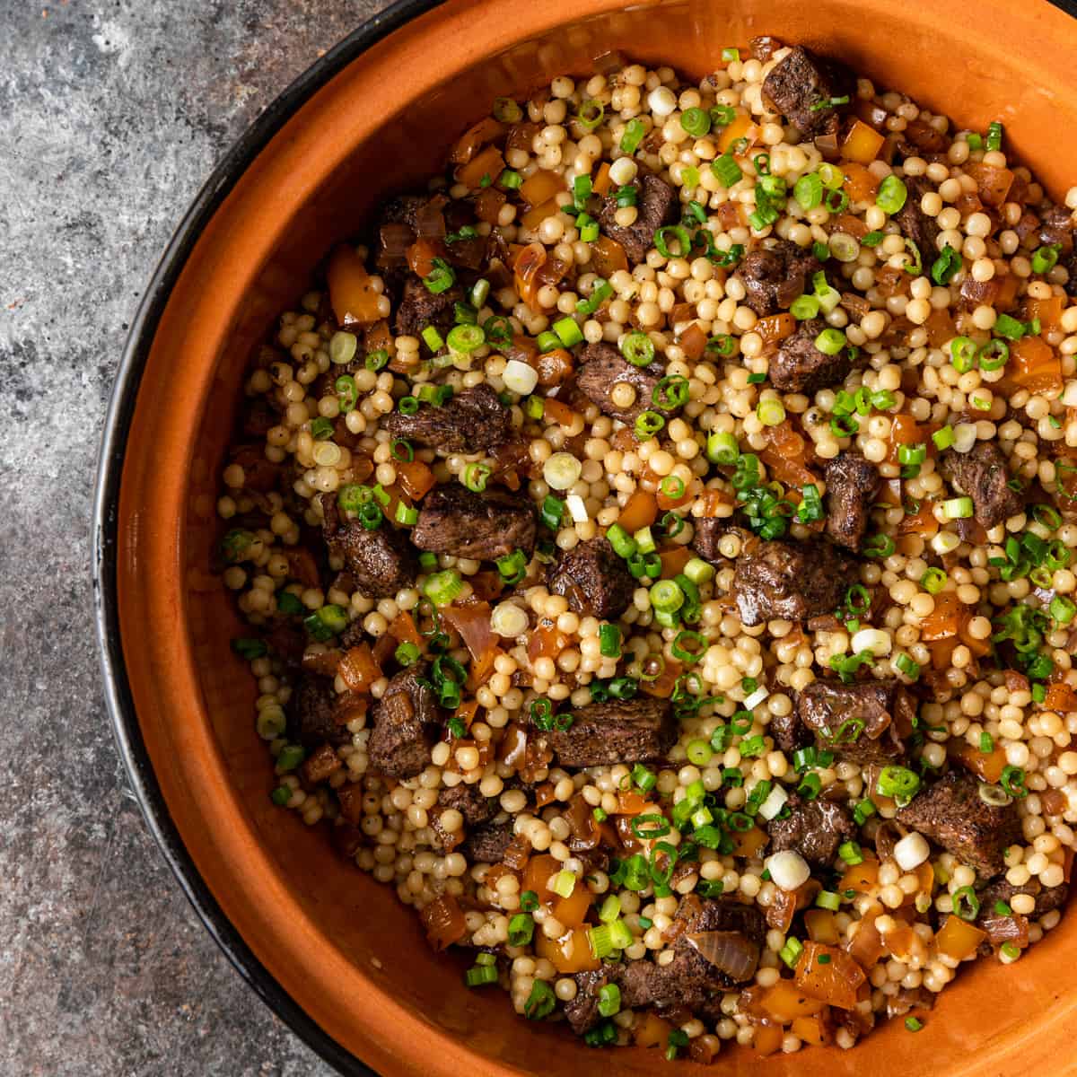 Lamb and Pearl Couscous Recipe in a dish