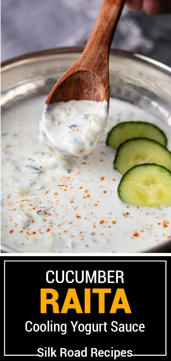 titled image (and shown): cucumber raita cooling yogurt sauce