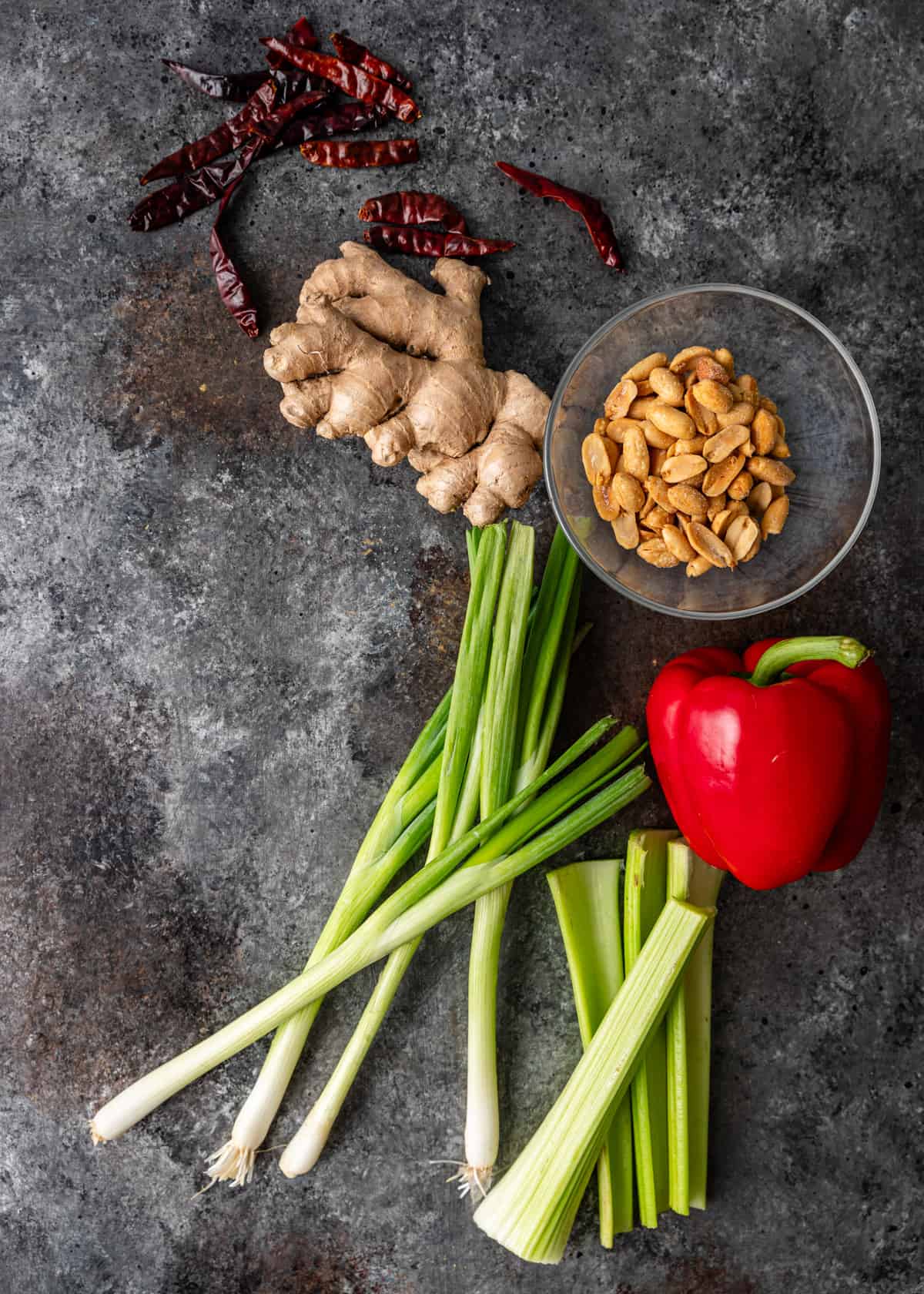 overhead: ingredients needed for this kung pao chicken recipe